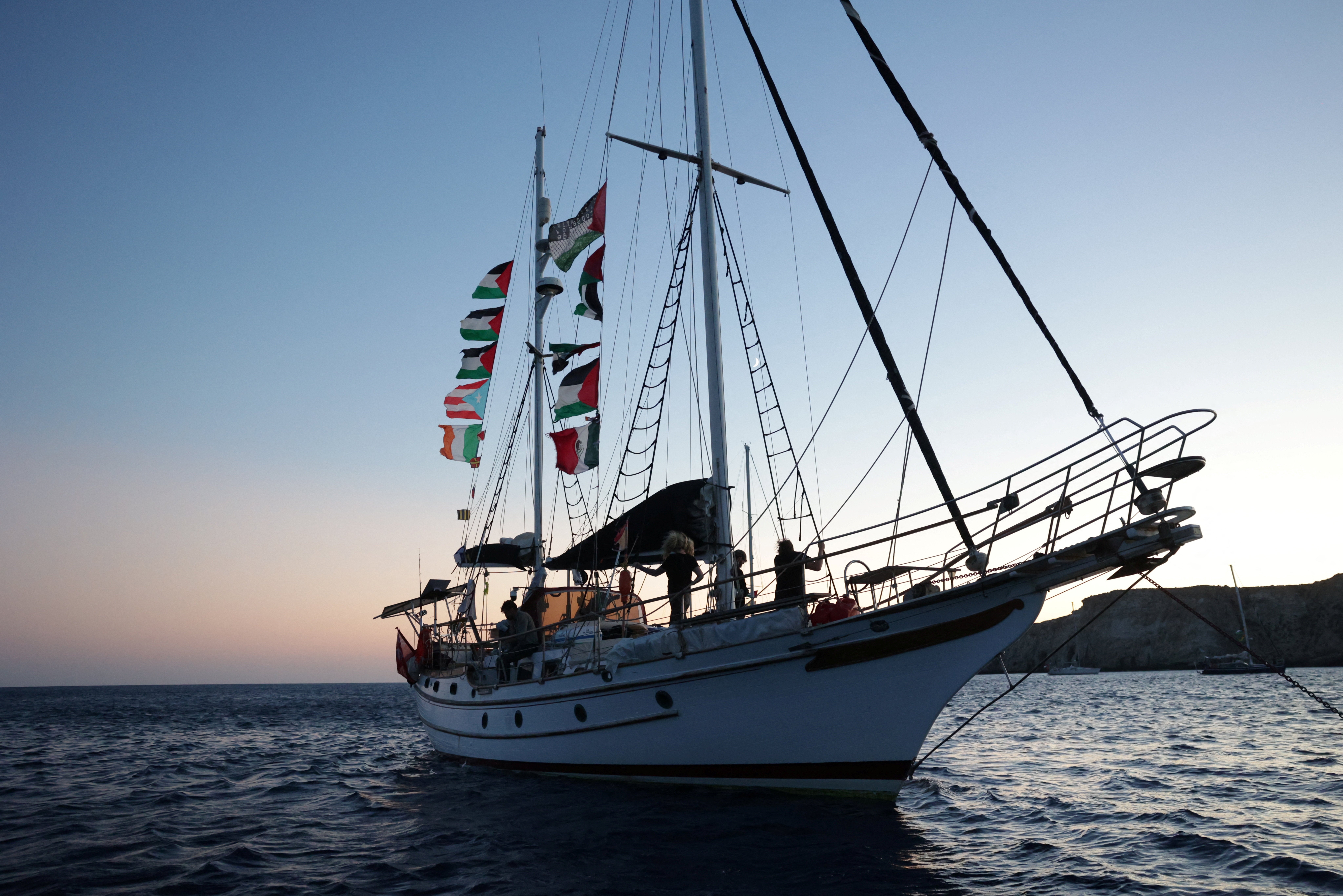 Un velero que forma parte de la Flotilla Global Sumud con destino a Gaza