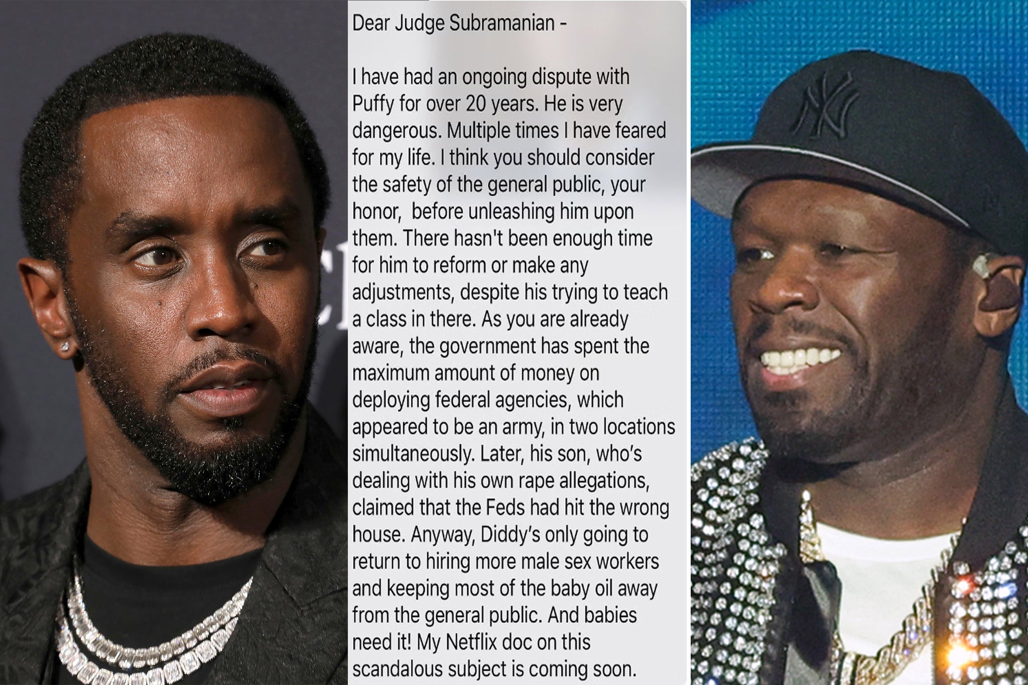 50 Cent advierte que Diddy no debe ser liberado porque es “peligroso”