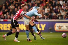 Haaland anota y Rodri se lesiona en triunfo del Man City ante Brentford en la Liga Premier
