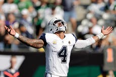 Cowboys dominan 37-22 a Jets con cuatro pases de TD de Prescott y dos series de 90 yardas