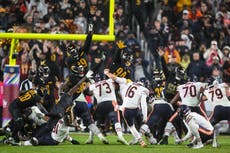Gol de campo de Moody en la última jugada da la victoria a los Bears 25-24 sobre los Commanders