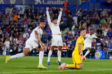 Mbappé da la victoria 1-0 al Madrid tras expulsión de jugador del Getafe en menos de un minuto