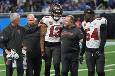 Mike Evans regresa a la actividad con Tampa Bay pero sale del juego contra Lions por lesión
