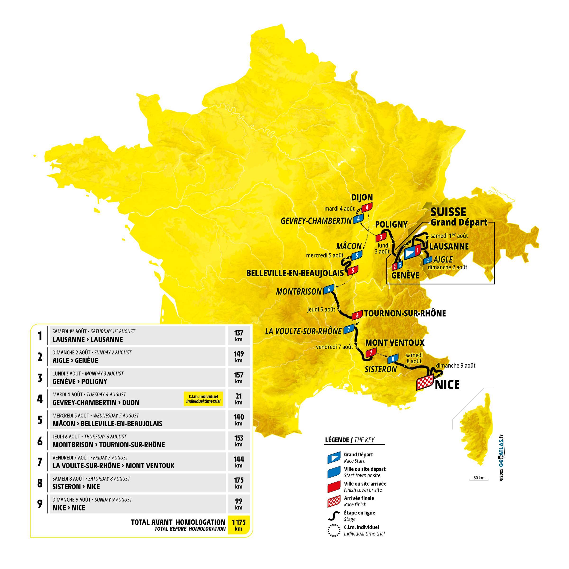 El recorrido del Tour de Francia Femenino 2026 comienza en Lausana (Suiza) y termina en Niza