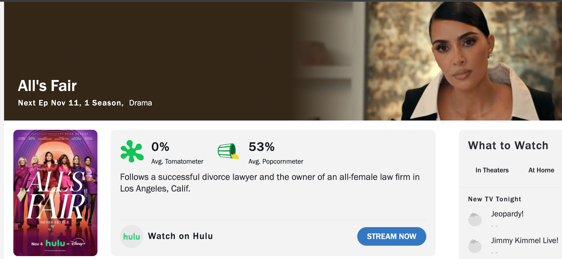 Puntuación histórica: ‘All’s Fair’ obtiene un 0 % casi nunca visto