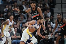 Curry anota 46 puntos y lidera a Warriors en victoria 125-120 sobre Spurs