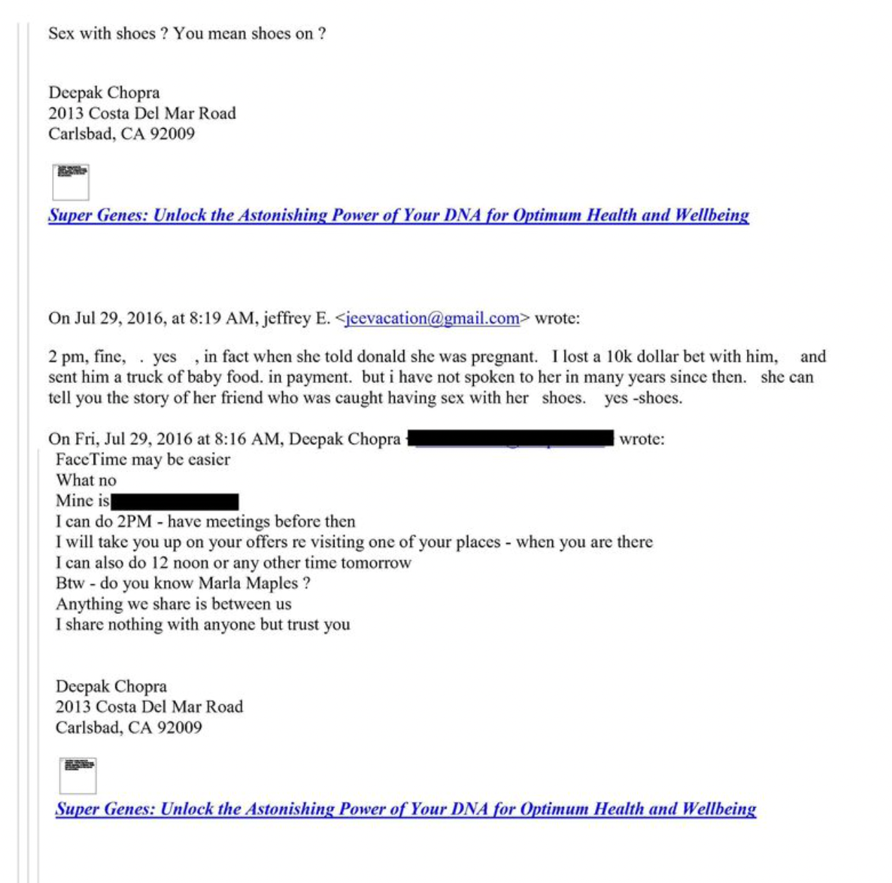 epstein deepak chopra marla maples