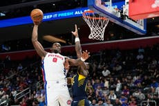 Duren anota 31 puntos en su regreso y Pistons logran 10ma victoria consecutiva al ganar a Pacers