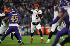 Bengals ganan en el regreso de Burrow, 32-14 sobre Ravens, que pierden 5 balones
