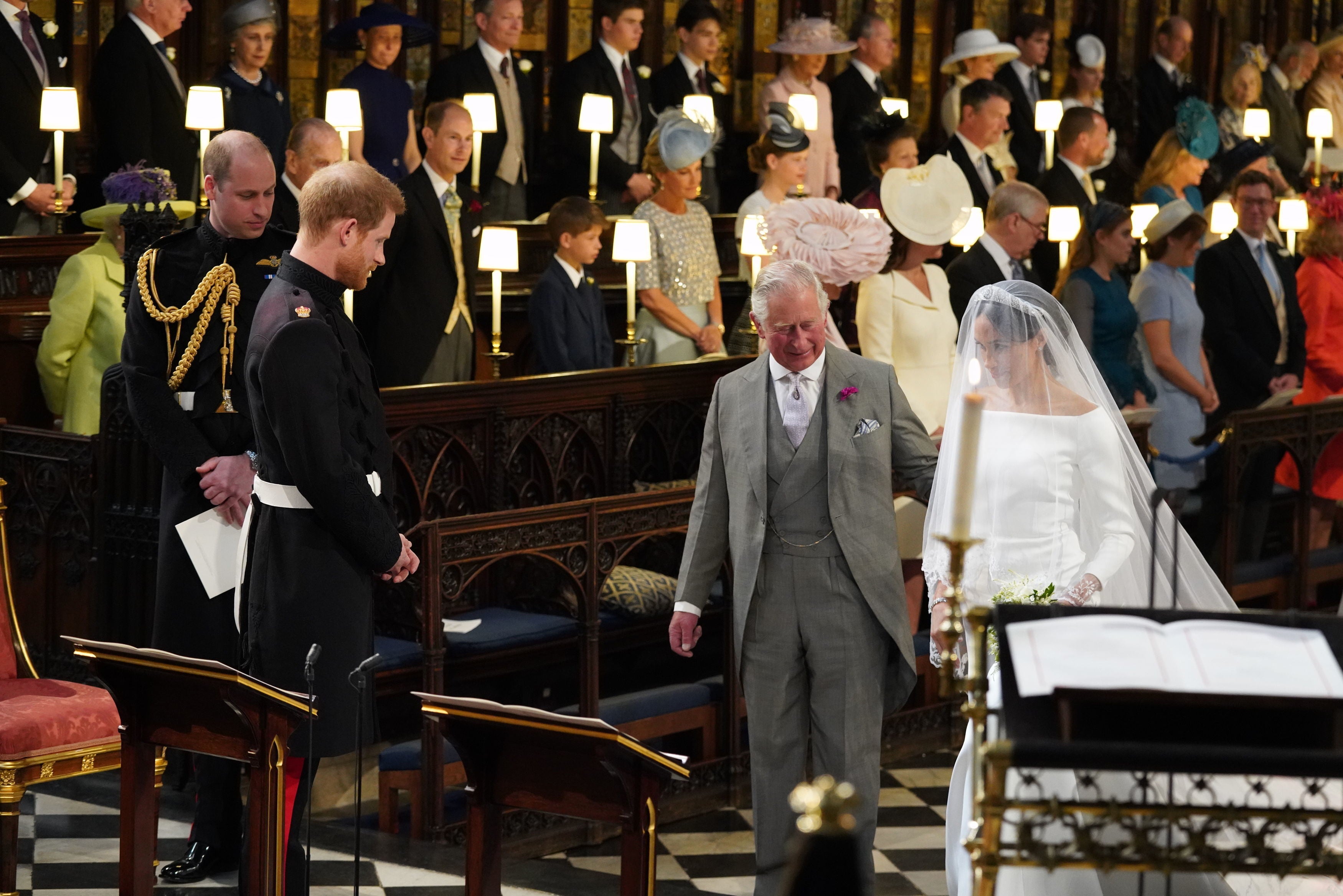 Thomas Markle no asistió a la boda de Meghan, donde el entonces príncipe de Gales la acompañó hasta el altar (Jonathan Brady/PA)