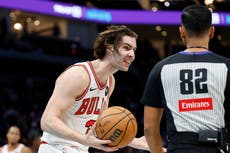 Josh Giddey anota 26 puntos, Bulls vencen a Hornets por 129-126 y rompen racha de 7 derrotas