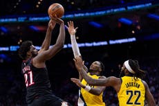 Embiid anota 39 puntos y lidera a 76ers en victoria 115-105 ante Pacers