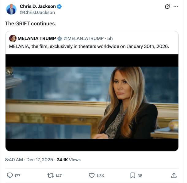 “La ESTAFA continúa”, escribió el estratega político de Tennessee, Chris D. Jackson