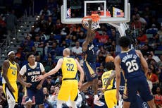 Williamson iguala su mejor marca de la temporada con 29 y Pelicans vencen 128-109 a Pacers