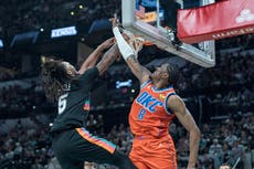 Spurs supera 130-110 al Thunder, la segunda vez que los vencen en menos de 10 días