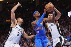 Gilgeous-Alexander anota 34 puntos y Thunder vence a Spurs por 1ra vez en 4 duelos esta temporada