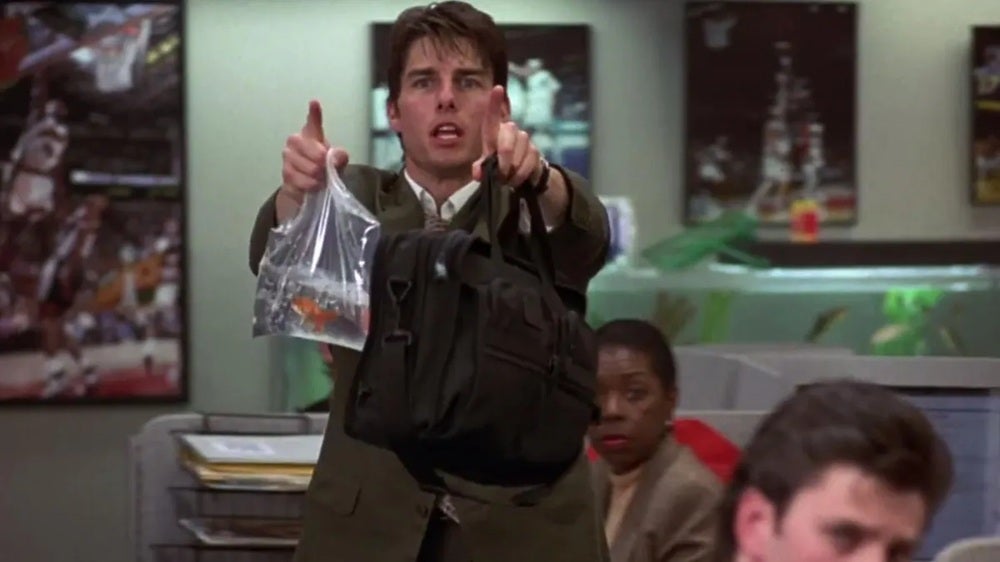 Tom Cruise en la infame escena de renuncia de ‘Jerry Maguire’
