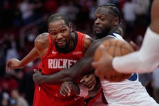 Los 39 puntos de Durant y sus tiros libres decisivos llevan a Rockets a victoria sobre Timberwolves