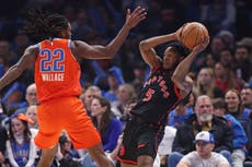 Quickley anota 23 puntos y 11 rebotes para liderar a Raptors en victoria 103-101 sobre Thunder