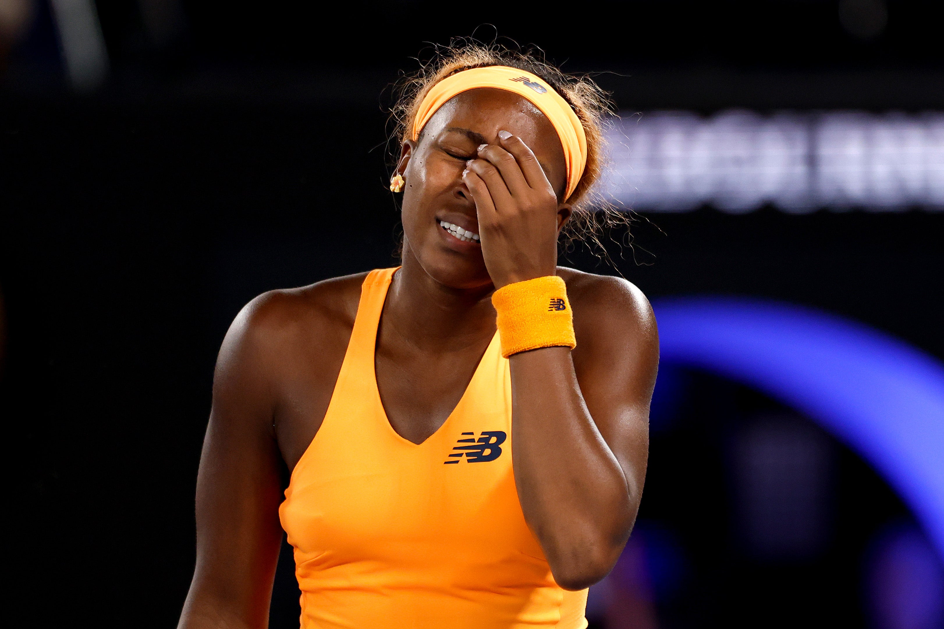 <p>Gauff se mostró afectada a medida que los errores la llevaban a la derrota </p>