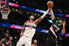 Gran noche de Sarr ayuda a Wizards a romper racha de 9 derrotas, al imponerse 115-111 sobre Blazers