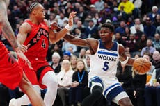 Timberwolves consiguen su quinta victoria en seis juegos al vencer 128-126 a los Raptors