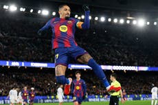 Raphinha sigue en duda para semifinal de la Copa del Rey del Barcelona contra el Atlético de Madrid