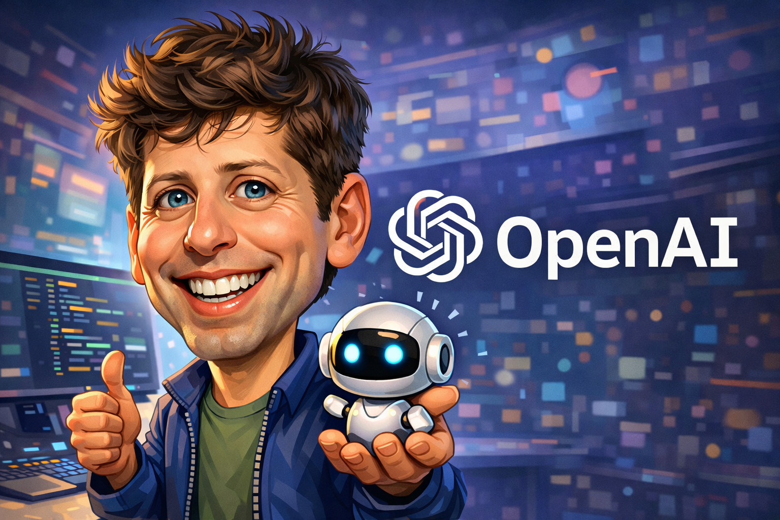 <p>Una caricatura generada con IA del CEO de OpenAI, Sam Altman, creada con la herramienta ChatGPT de la compañía</p>