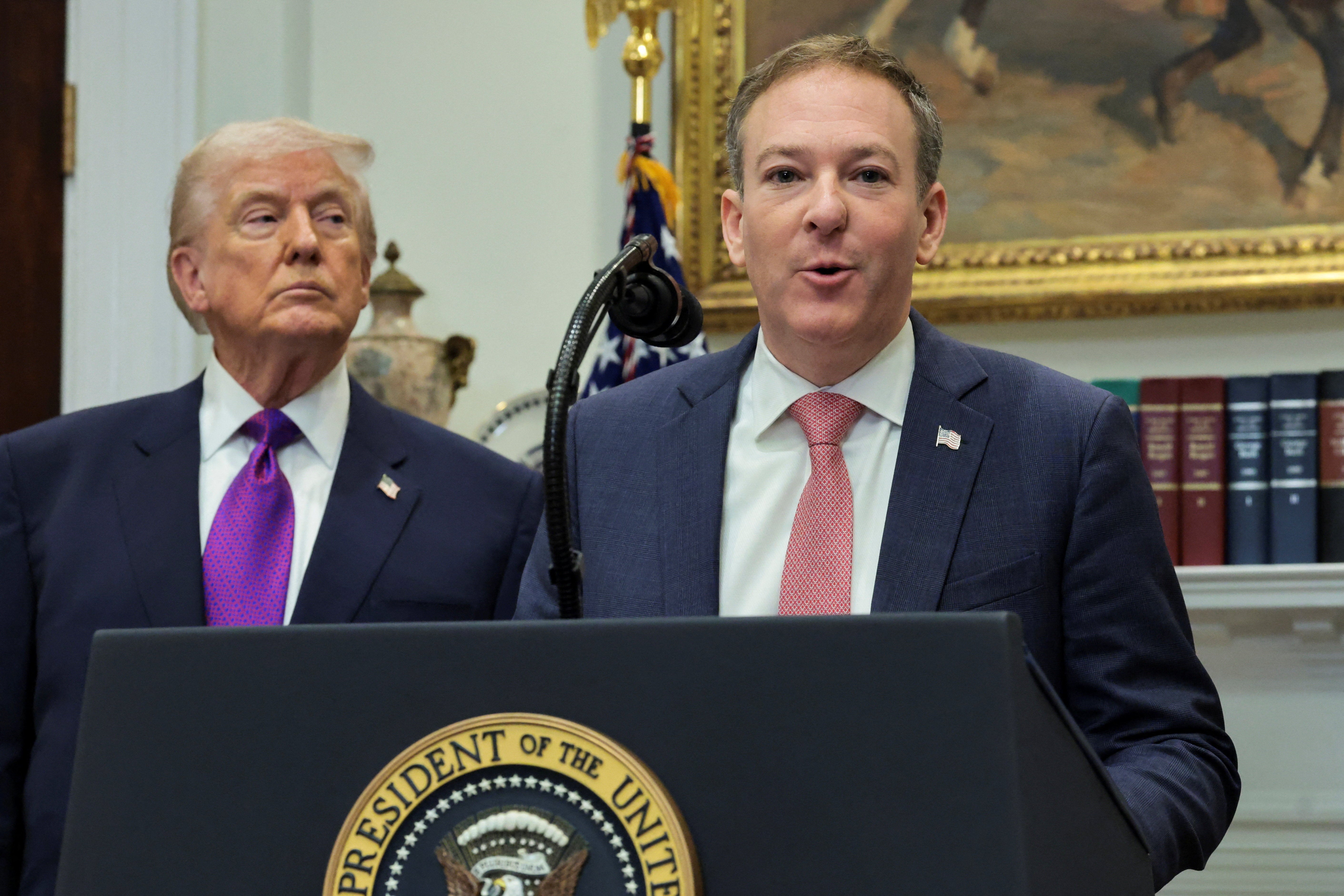 <p>Lee Zeldin, administrador de la EPA, interviene en un evento en la Casa Blanca con Donald Trump, donde anunciaron la revocación de un fallo histórico que relacionaba los gases de efecto invernadero con el cambio climático</p>