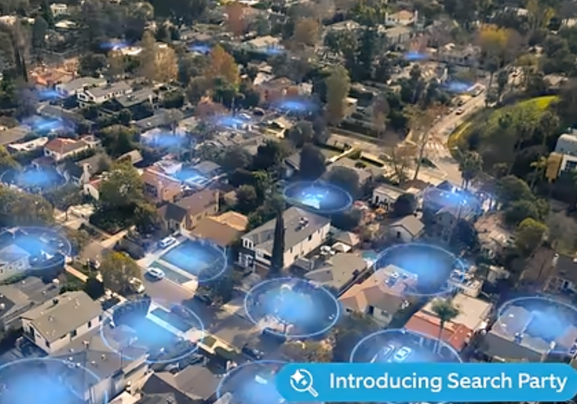 Un comercial de Ring mostraba un barrio lleno de cámaras en timbres, todas conectadas a la función Search Party