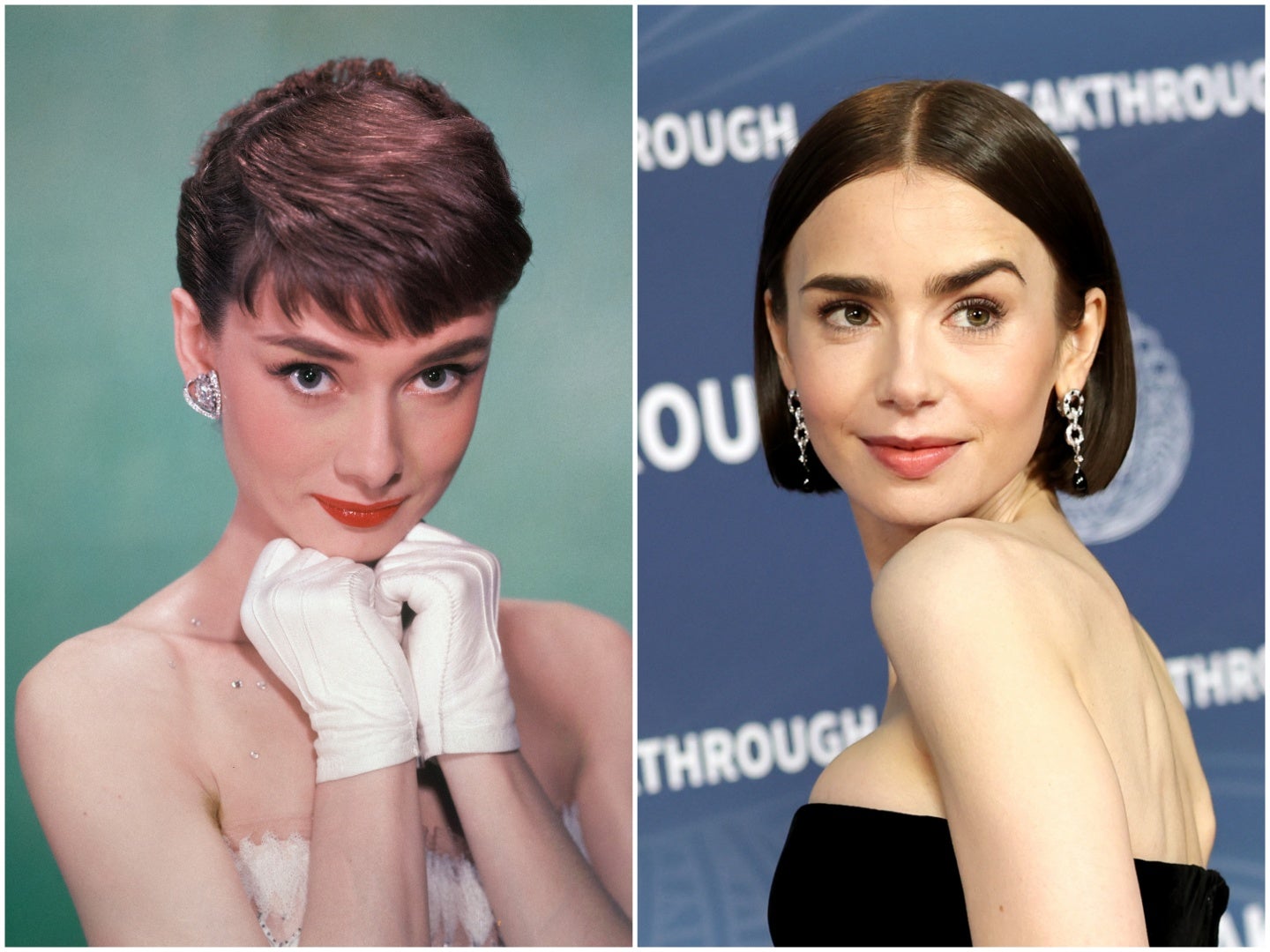 <p>Audrey Hepburn y Lily Collins</p>