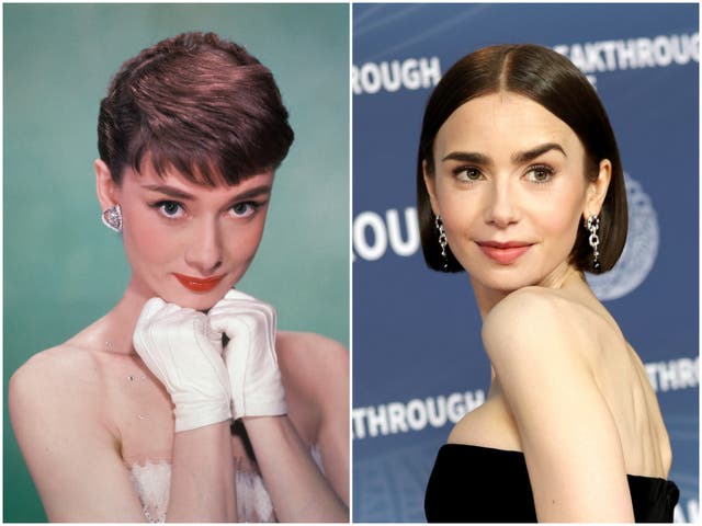 <p>Audrey Hepburn y Lily Collins</p>