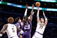 Luka y LeBron guían a Lakers ante Kings 128-104 y completan dos triunfos seguidos el fin de semana