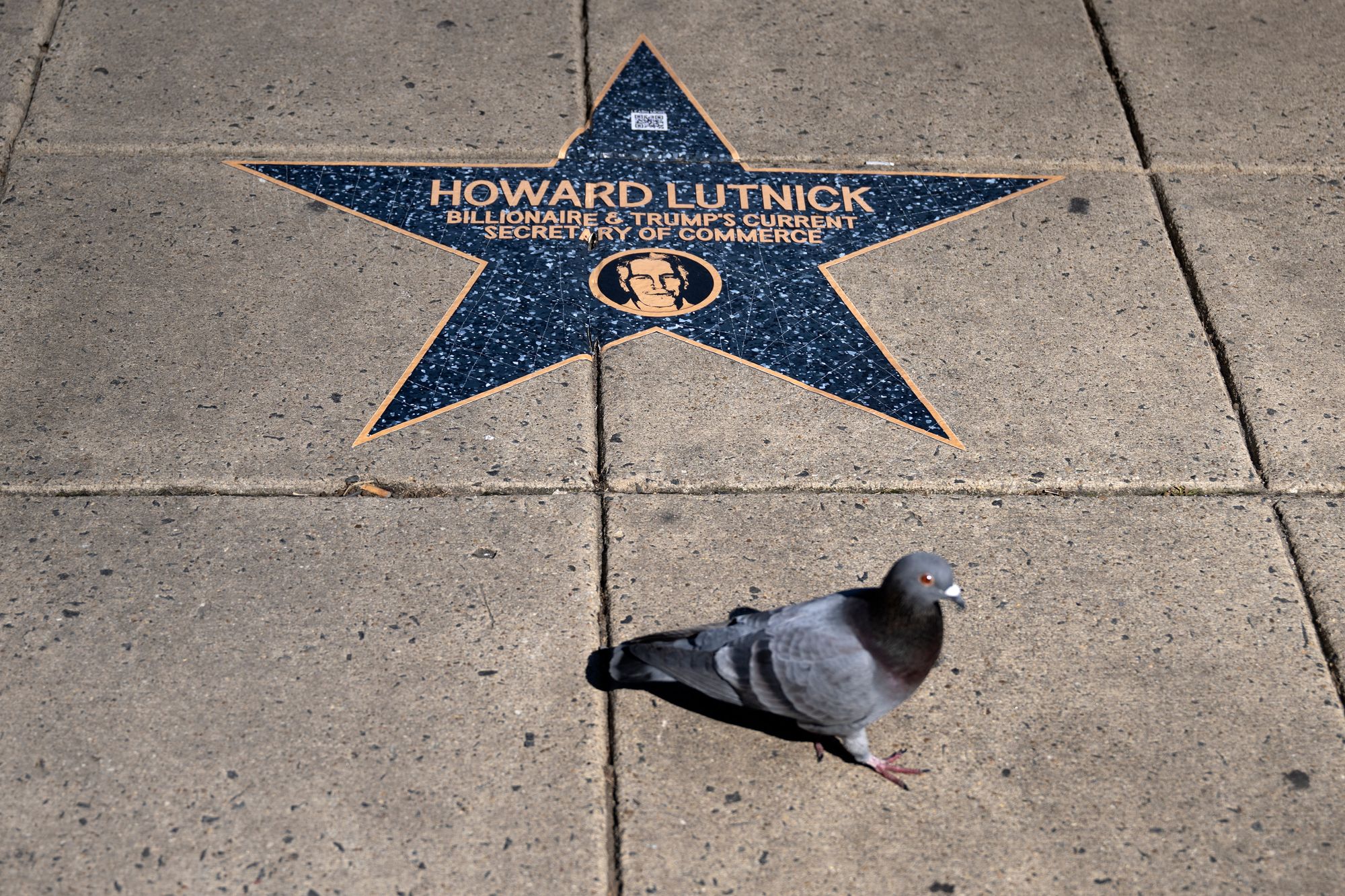 La estrella de Howard Lutnick en el “Paseo de la Vergüenza de Jeffrey Epstein” en la plaza Farragut en Washington D.C., el domingo 1 de marzo de 2026