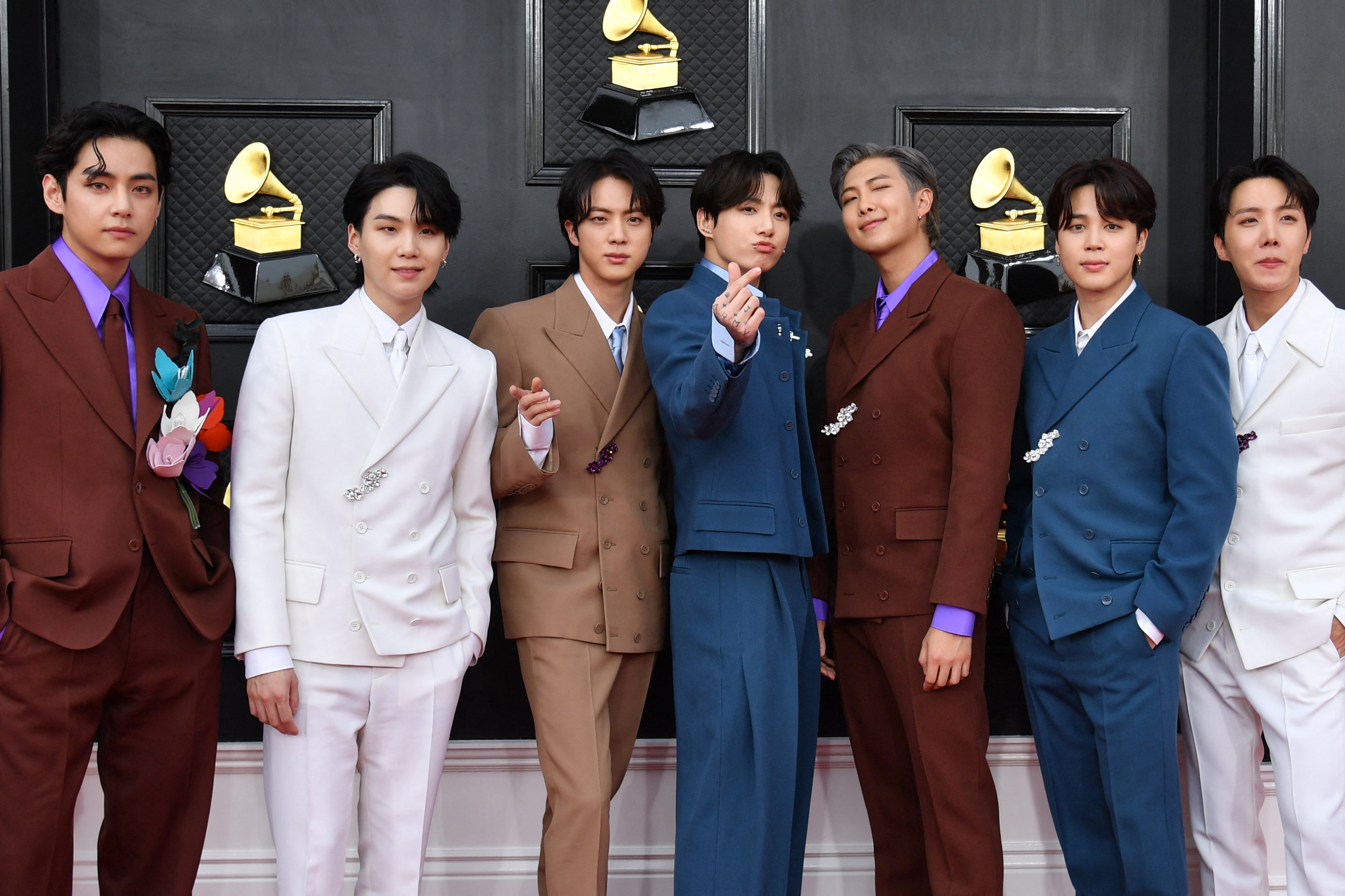 <p>BTS en la 64.ª edición de los premios Grammy</p>