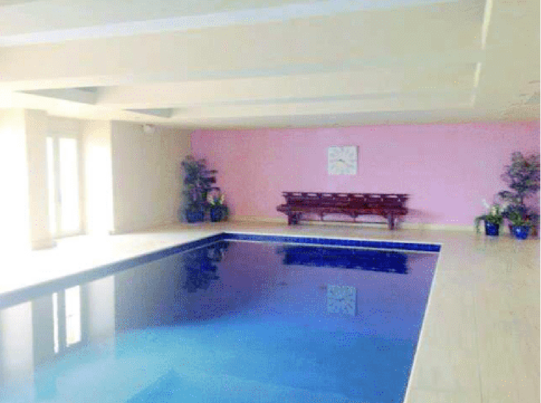 El informe de 2015 incluye una imagen de una piscina cubierta, con un banco y un reloj en la pared