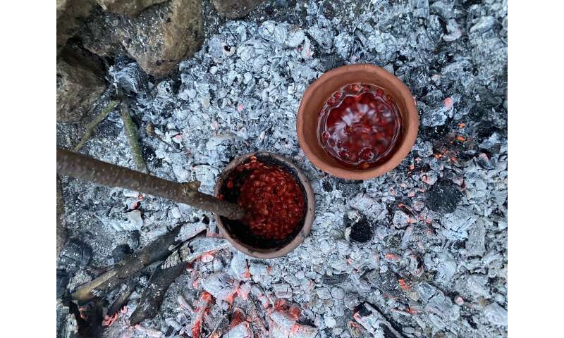 Cocina experimental con réplicas modernas de vasijas de cerámica para recrear recetas prehistóricas