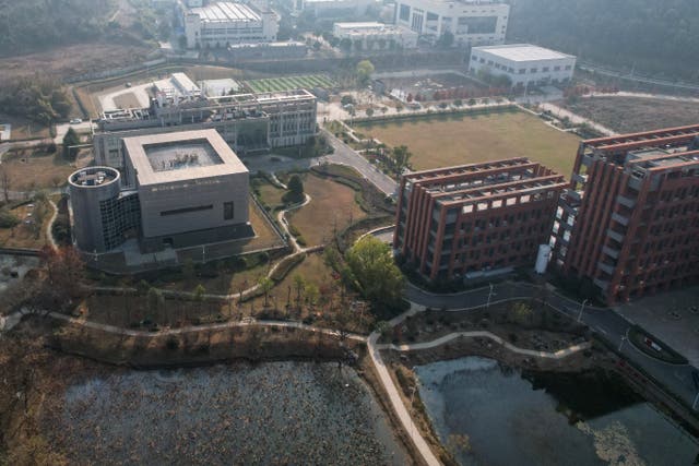 <p>Vista aérea del laboratorio P4 en el campus del Instituto de Virología de Wuhan </p>