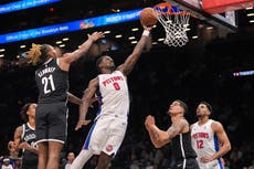 Pistons cortan racha de 4 derrotas, su peor de la temporada, al arrollar 138-100 a Nets