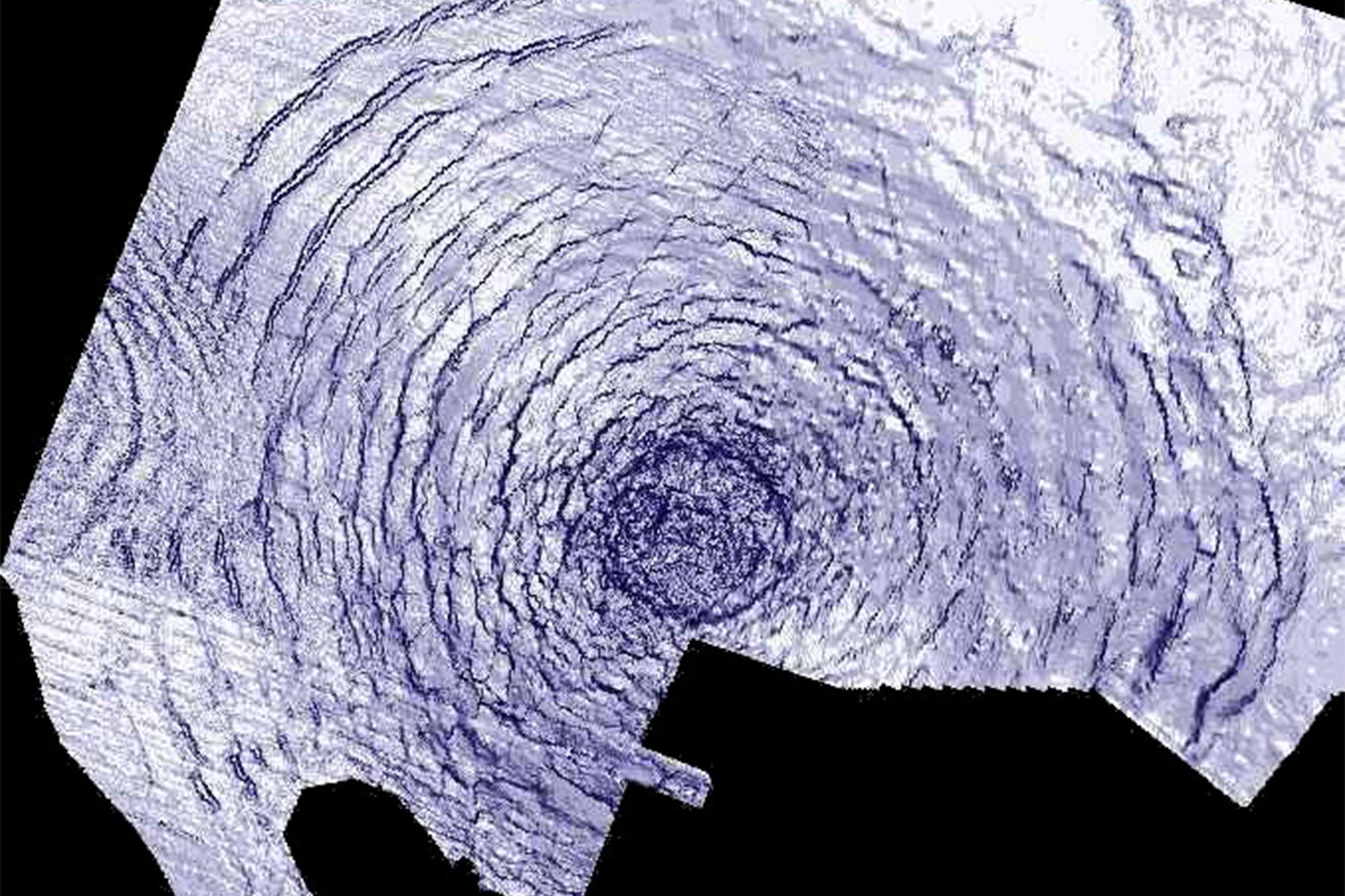 El cráter Silverpit se encuentra a unos 700 metros bajo el lecho marino del Mar del Norte meridional, a unos 130 km de la costa de Yorkshire, Reino Unido