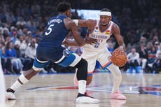 Gilgeous-Alexander mantiene racha récord de 20 puntos y Thunder gana ante Wolves