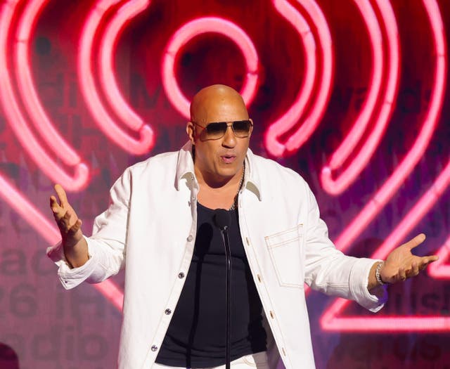 <p>Vin Diesel habla en el escenario durante los premios iHeart Radio Music Awards 2026</p>
