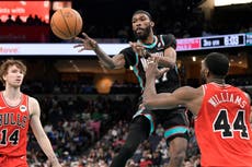 Cedric Coward anota 24, incluidos tiros libres clave al final, y Grizzlies vencen 125-124 a Bulls