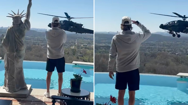 <p>Kid Rock compartió un video en el que parecen verse dos helicópteros militares sobrevolando su mansión en las afueras de Nashville, mientras el cantante aplaudía y hacía un saludo castrense</p>