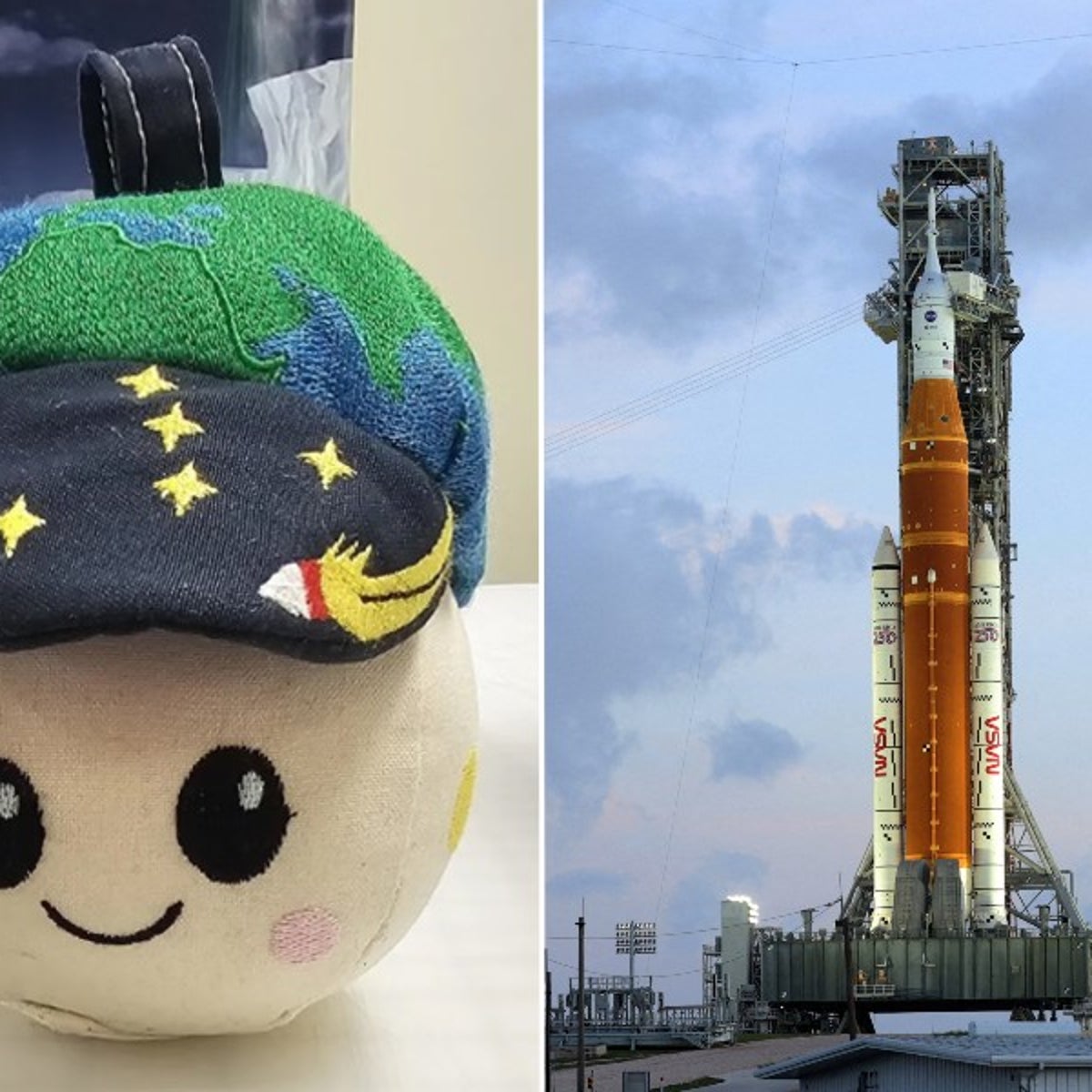 Peluche Ascenso de la misión Artemis II de la NASA – Mascota oficial de la Luna | Indicador de gravedad cero