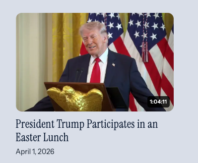 Inicialmente, se publicó un video del evento en la página web oficial de la Casa Blanca y en su canal de YouTube, pero desde entonces se ha retirado del acceso público. En la página web sigue apareciendo una miniatura del video