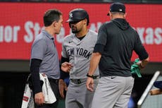 El jardinero de los Yankees Jasson Domínguez tendrá más pruebas en el codo tras pelotazo