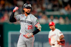 Buxton pega jonrón de 3 carreras; Bradley poncha a 8 y Mellizos arrollan 11-3 a Nacionales