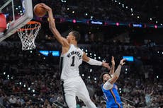 Wembanyama anota 33 puntos y ayuda a Spurs a aplastar a Thunder 103-82 e igualar final del Oeste