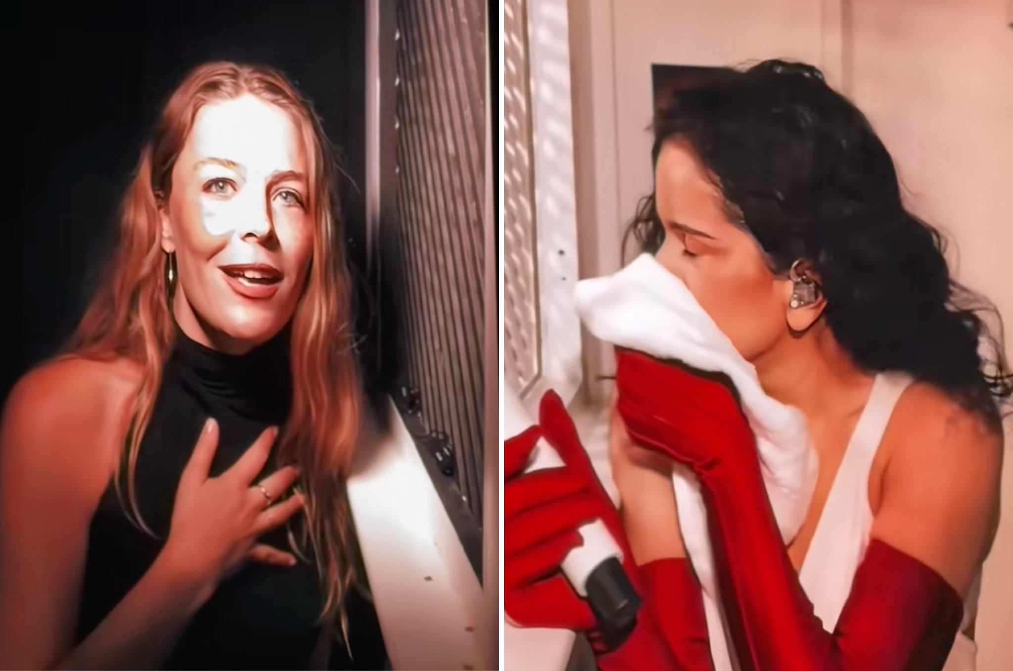 Rogers le contó a Rosalía (a la derecha) su desastrosa experiencia en una cita durante el concierto de la cantante española en Nueva York